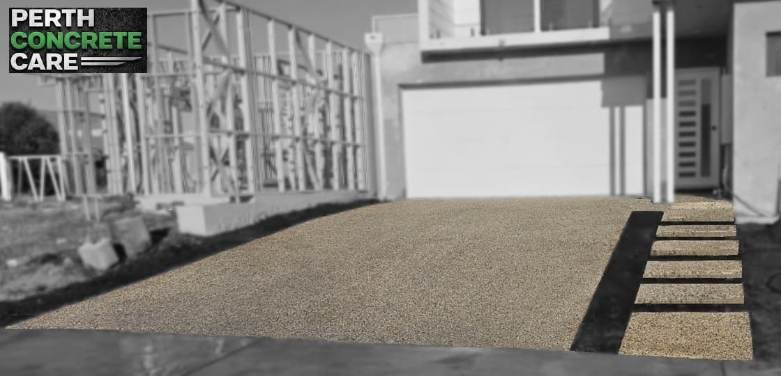 Exposed or washed aggregate driveway finish in Ashby, Western Australia