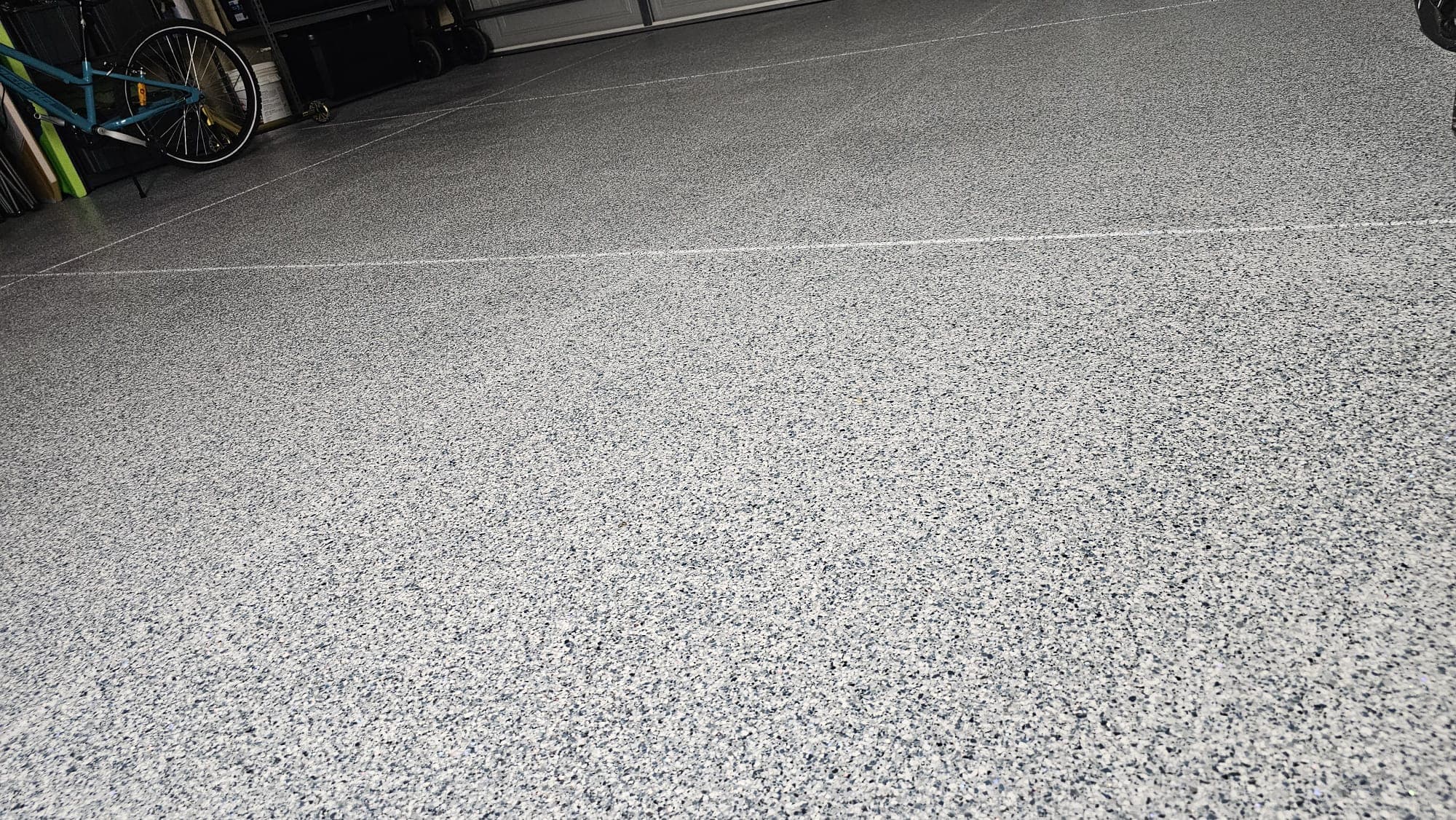 Epoxy flake garage floor with added glitter installed in Banksia Grove, W.A