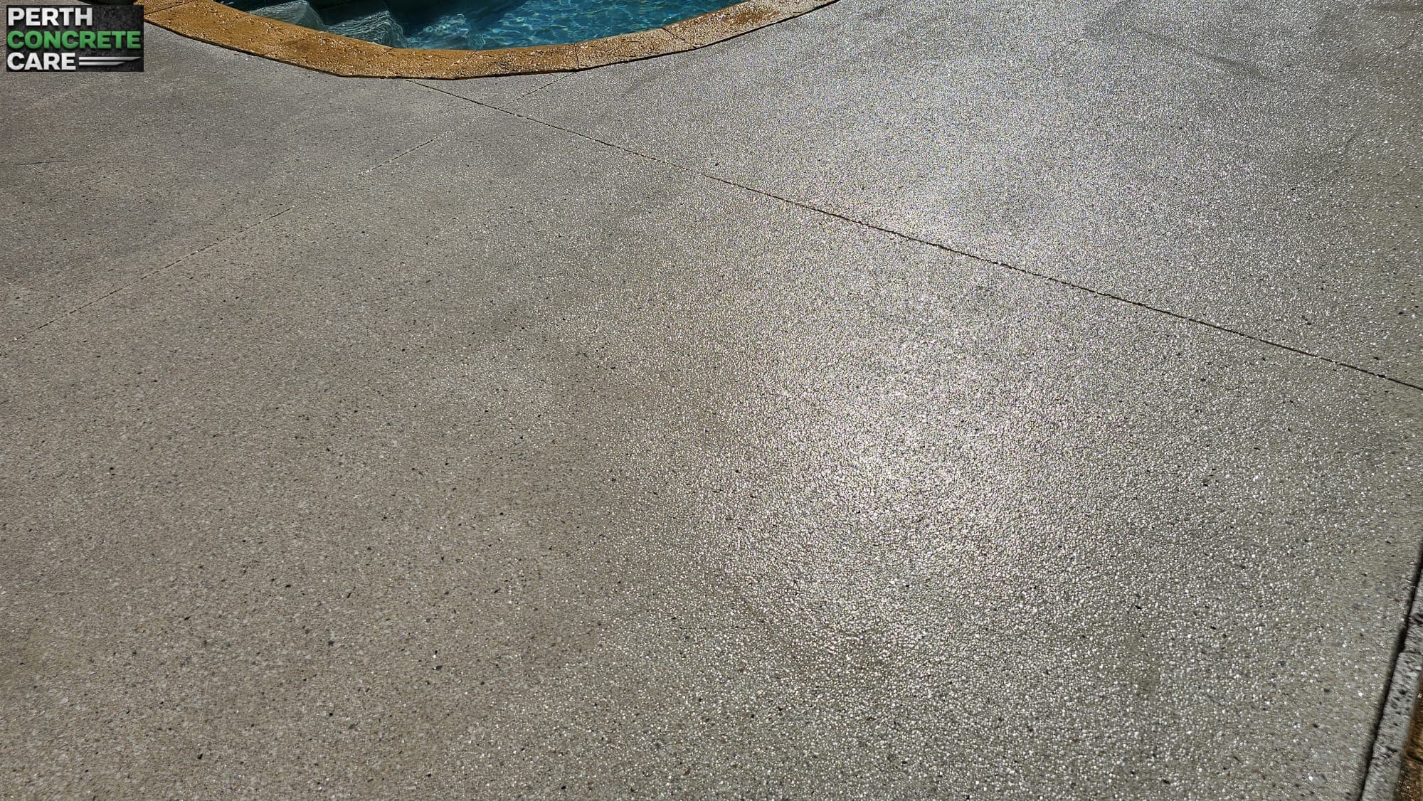 Epoxy flake pool area with sandstone aggregate installed in Mindarie, W.A